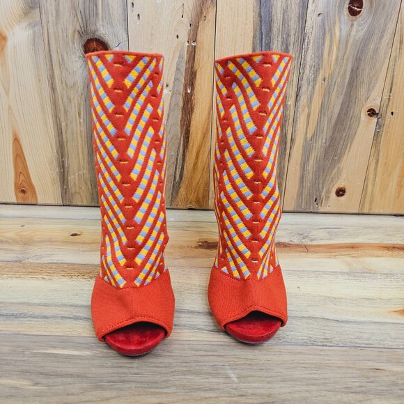 Liliana Knit" The Dylan" Orange Sock Booties - Picture 3 of 6